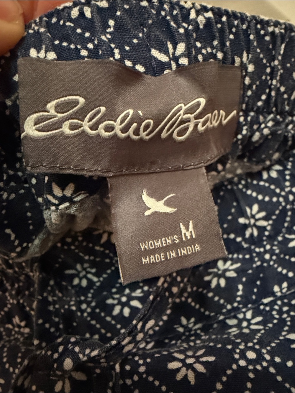Eddie Bauer Navy Maxi Skirt with White Floral Geometric Print Medium a A-line - Picture 2 of 5